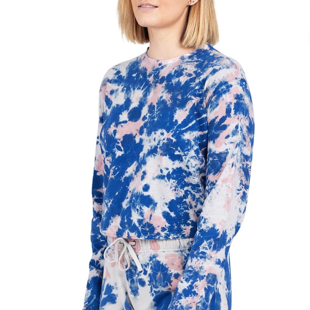 Pam & Gela Womens Tie-Dye Slouchy T-Shirt in Blue and Pink Tie-Dye, size XS